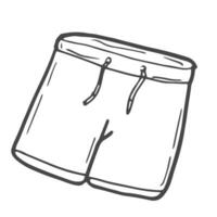 Doodle outline shorts isolated on white background. vector