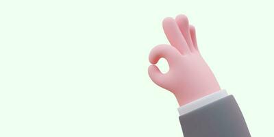 Zero sign with fingers. Ok 3D gesture. Man hand gives sign that everything is okay vector