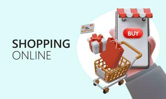 All purchases in phone. Mobile application for timely and profitable shopping vector