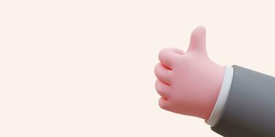 Hand gesture that means everything is great. 3d image thumbs up vector