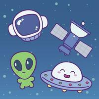 Cute Cartoon Space theme vector art for kids and children