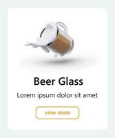 Vector template for advertising glass beer mugs. 3D image, stop motion