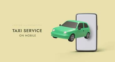 Taxi service from mobile. Phone application, route tracking online vector