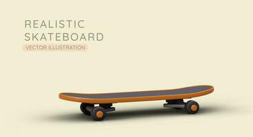 3D skateboard standing on ground. Deck is waiting for skateboarder vector