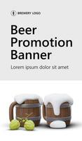 Beer banner promotion on light background. Big headline with editable text, logo on top vector