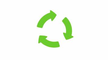 el verde flecha se repite en un círculo. el concepto de reciclaje residuos a salvar el mundo video