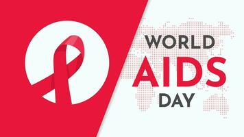 Crossed red ribbon symbolizing AIDS awareness On World AIDS Day with world map background video