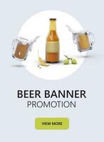 Beer advertising banner. Composition of 3D elements on colored background vector