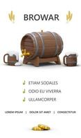 Brewery home page template. Site header, menu and bottom. List with edited text vector