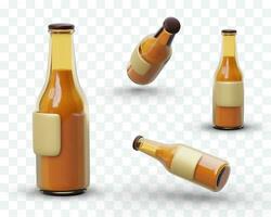 3D glass bottle, view from different angles. Element for web design, advertising creation vector