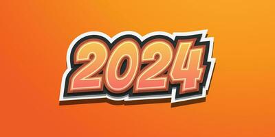 Happy New Year 2024 Design with Vintage Style. Vector Design for Poster, Banner, and Greeting Card