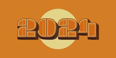 Happy New Year 2024 Design with Vintage Style. Vector Design for Poster, Banner, and Greeting Card