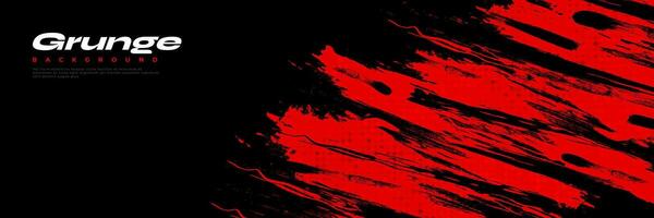 Red and Black Grunge Background. Sport Banner with Brush Style. Brush Stroke Illustration for Banner, Poster, or Sports Background. Scratch and Texture Elements For Design vector