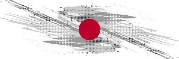 Japón bandera en cepillo y grunge pintar estilo. vector de japonés bandera