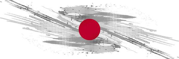 Japan Flag in Brush and Grunge Paint Style. Vector of Japanese Flag