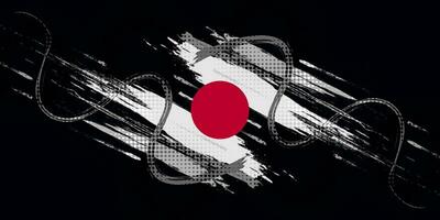 Japan Flag in Brush and Grunge Paint Style. Vector of Japanese Flag