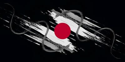 Japan Flag in Brush and Grunge Paint Style. Vector of Japanese Flag