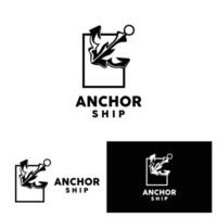 Anchor Logo Simple Elegant Design Marine Ship Vector Icon Symbol Illustration