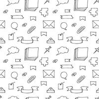 Hand drawn style seamless pattern background illustration. Doodle vector set of paper sheet, pack of paper, tag, note, notepad page and frame. School collection of sticker icons.