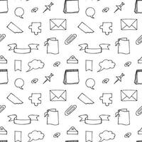 Hand drawn style seamless pattern background illustration. Doodle vector set of paper sheet, pack of paper, tag, note, notepad page and frame. School collection of sticker icons.