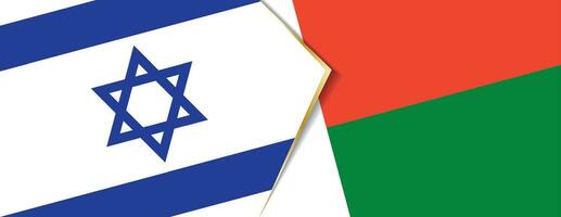 Israel and Madagascar flags, two vector flags.