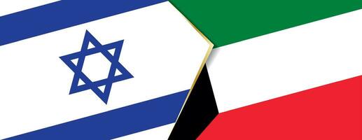 Israel and Kuwait flags, two vector flags.