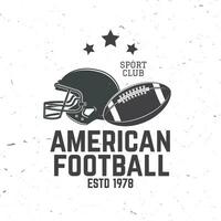 American football or rugby club badge. Vector. Concept for shirt, logo, print, stamp, tee, patch. Vintage typography design with american football ball and helmet silhouette vector