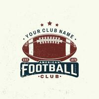 American football or rugby club badge. Vector. Concept for shirt, logo, print, stamp, tee, patch. Vintage typography design with american football ball silhouette vector
