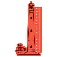 red lighthouse height measurement for kids vector