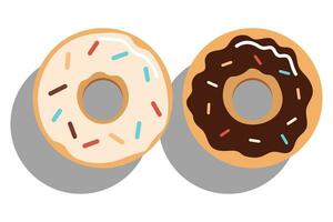 delicious doughnut donut with pink chocolate sprinkle topping design concept flat vector