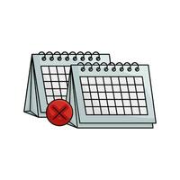 calendar with cross in button illustration vector