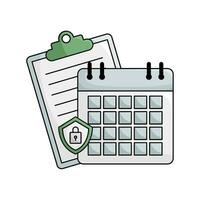 calendar, protection with document illustration vector