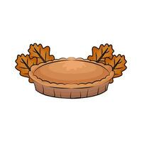 pie with autumn leaf illustration vector