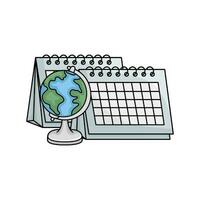 calendar with globe illustration vector