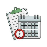 calendar, document with clock time illustration vector