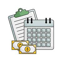 calendar, document with money illustration vector