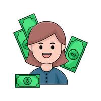 investor with money illustration vector