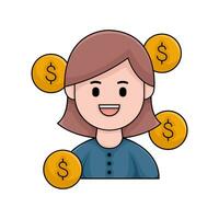 investor with money illustration vector