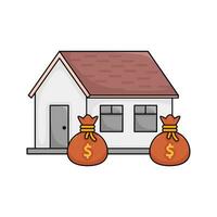 home building with money bag illustration vector