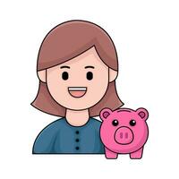 investor with piggy bank illustration vector