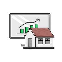 home building with chart illustration vector