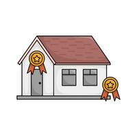 home building with award ribbon illustration vector