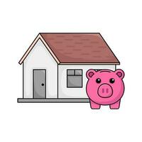 home building with piggybank illustration vector