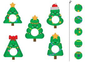 Cut and glue parts of cute  cartoon Christmas trees. vector