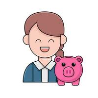 inversor con cerdito banco ilustración vector