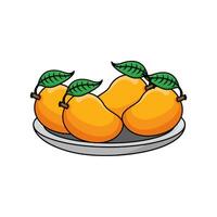 mango Fruta en plato ilustración vector