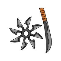 shuriken with samurai illustration vector