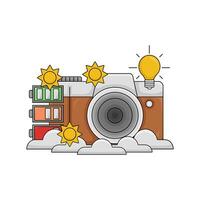 cámara foto, brillo con batería ilustración vector