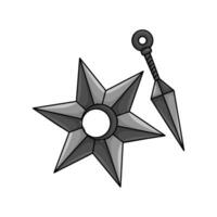 kunai con shuriken ilustración vector