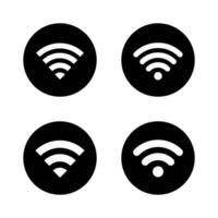 Wifi, inalámbrico red icono vector en negro circulo